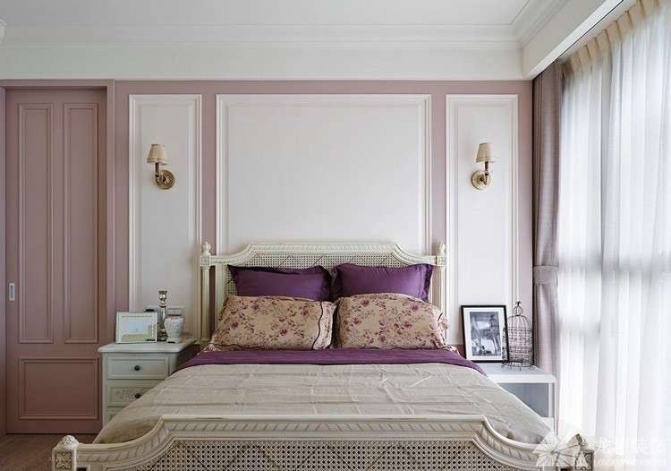 美式鄉村100平米三居室臥室背景墻裝修效果圖