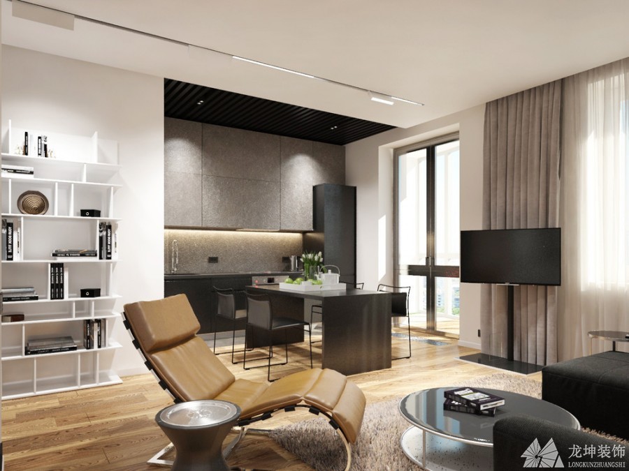 現代簡約風格50平公寓裝修效果圖