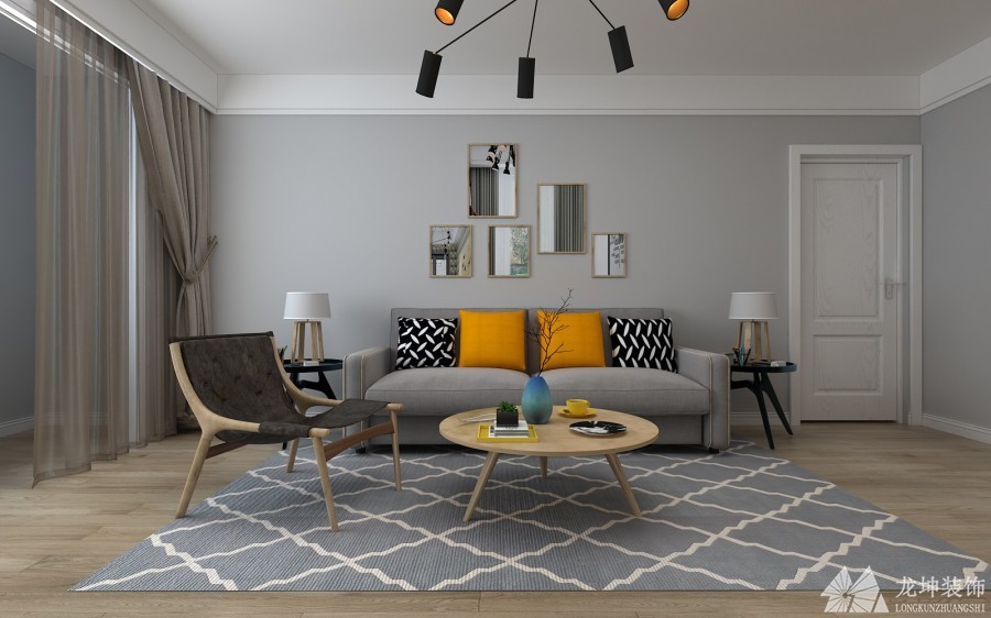 灰色北歐風格100平兩居室裝修效果圖