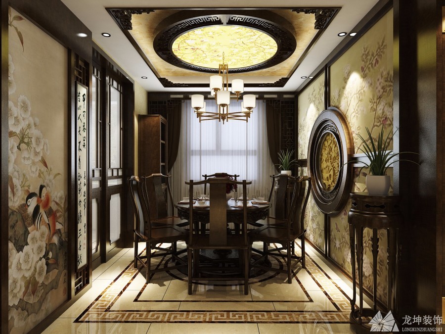 中式風格140平四居室裝修效果圖